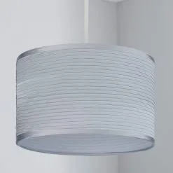 Dunelm Ripple Lamp Shade 24cm Silver -Dunelm Lights Sales 1000049215 alt01