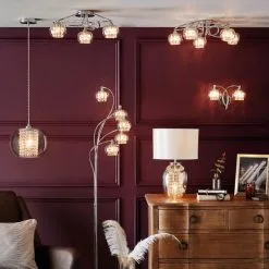 Dunelm Seychelles 5 Light Champagne Glass Floor Lamp -Dunelm Lights Sales 1000093302 alt05