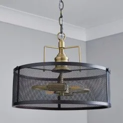 Dunelm Kalix 2 Light Mesh Black Gold Ceiling Fitting -Dunelm Lights Sales 1000111870 alt01