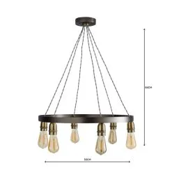 Dunelm Marsden Industrial 6 Light Hoop Antique Brass Ceiling Fitting -Dunelm Lights Sales 1000111933 alt04