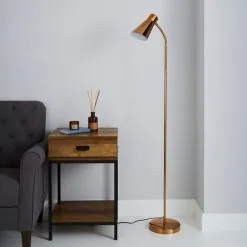 Dunelm Kurtis Gold Floor Lamp -Dunelm Lights Sales 1000119708 alt01