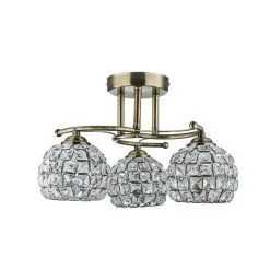 Dunelm Bergen 3 Light Crystal Antique Brass Ceiling Fitting -Dunelm Lights Sales 1000119863 alt05