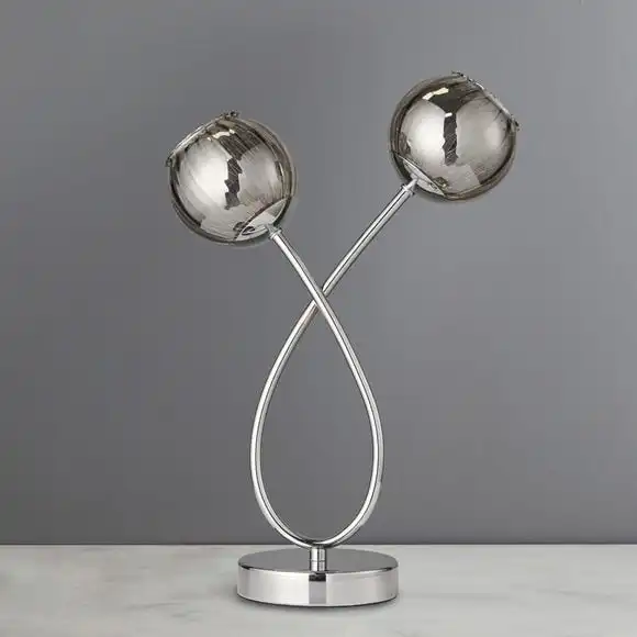 Dunelm Arta 2 Light Smoked Glass Table Lamp 2 Dunelm Arta 2 Light Smoked Glass Table Lamp - Image 2