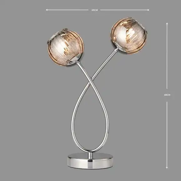 Dunelm Arta 2 Light Smoked Glass Table Lamp 5 Dunelm Arta 2 Light Smoked Glass Table Lamp - Image 5