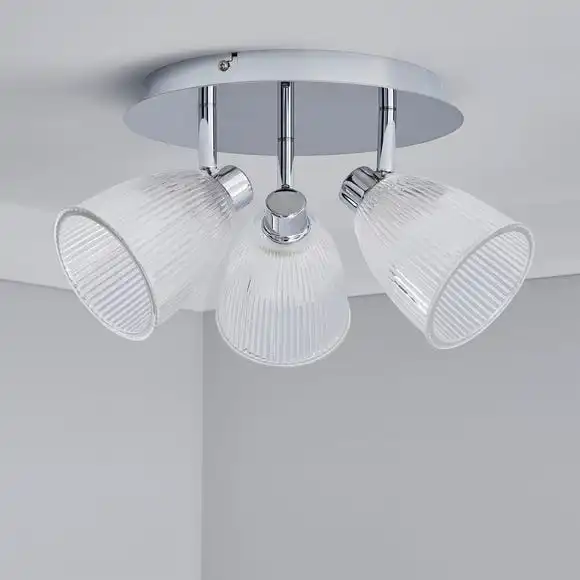 Dunelm Bremont 3 Light Ribbed Glass Bathroom Spotlight 2 Dunelm Bremont 3 Light Ribbed Glass Bathroom Spotlight - Image 2