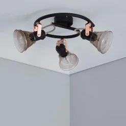 Dunelm Milas 3 Light Black Industrial Semi-Flush Ceiling Fitting -Dunelm Lights Sales 1000139082 alt01
