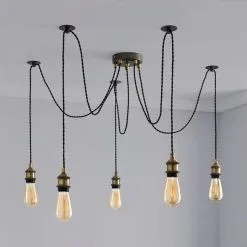 Dunelm Logan 5 Light Spider Antique Brass Industrial Cluster Flex Fitting -Dunelm Lights Sales 1000139088 alt01