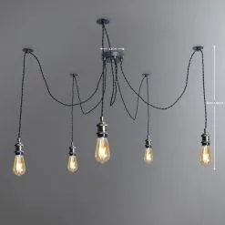 Dunelm Logan 5 Light Spider Antique Brass Industrial Cluster Flex Fitting -Dunelm Lights Sales 1000139088 alt04