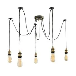Dunelm Logan 5 Light Spider Antique Brass Industrial Cluster Flex Fitting -Dunelm Lights Sales 1000139088 alt05
