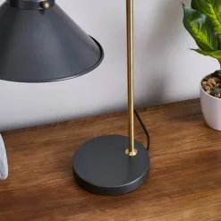 Dunelm Logan Antique Brass Grey Industrial Table Lamp -Dunelm Lights Sales 1000139099 alt03