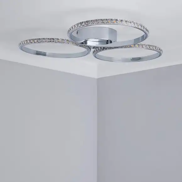 Dunelm Oraylia 3 Light Integrated LED Hoops Jewel Chrome Ceiling Fitting 2 Dunelm Oraylia 3 Light Integrated LED Hoops Jewel Chrome Ceiling Fitting - Image 2