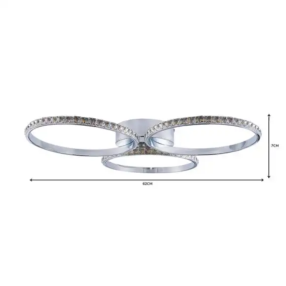 Dunelm Oraylia 3 Light Integrated LED Hoops Jewel Chrome Ceiling Fitting 6 Dunelm Oraylia 3 Light Integrated LED Hoops Jewel Chrome Ceiling Fitting - Image 6