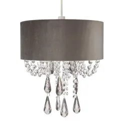 Dunelm Halle Velvet Jewel Grey Easy Fit Pendant -Dunelm Lights Sales 1000149159 alt05