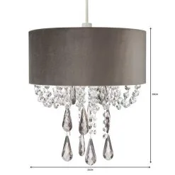 Dunelm Halle Velvet Jewel Grey Easy Fit Pendant -Dunelm Lights Sales 1000149159 alt06