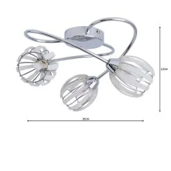 Dunelm Rosa 3 Light Chrome Semi-Flush Ceiling Fitting -Dunelm Lights Sales 1000157761 alt04