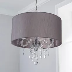 Dunelm Livia 3 Light Jewel Shaded Grey Chandelier -Dunelm Lights Sales 1000158433 alt01