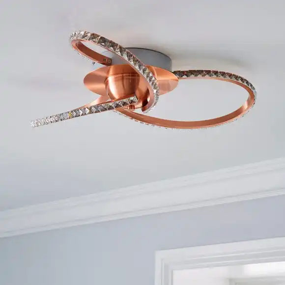 Dunelm Oria 3 Light Integrated LED Jewel Rose Gold Ceiling Fitting 2 Dunelm Oria 3 Light Integrated LED Jewel Rose Gold Ceiling Fitting - Image 2