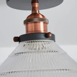 Dunelm Logan 1 Light Pendant Glass Industrial Semi-Flush Ceiling Fitting -Dunelm Lights Sales 1000158469 alt02