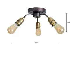 Dunelm Marsden 3 Light Antique Brass Industrial Semi-Flush Ceiling Fitting -Dunelm Lights Sales 1000158476 alt04