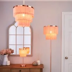 Dunelm Jaz Fringe Pink Floor Lamp -Dunelm Lights Sales 1000158499 alt08