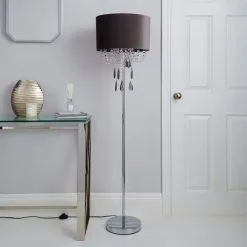 Dunelm Halle French Velvet Jewel Charcoal Floor Lamp -Dunelm Lights Sales 1000158504 alt01