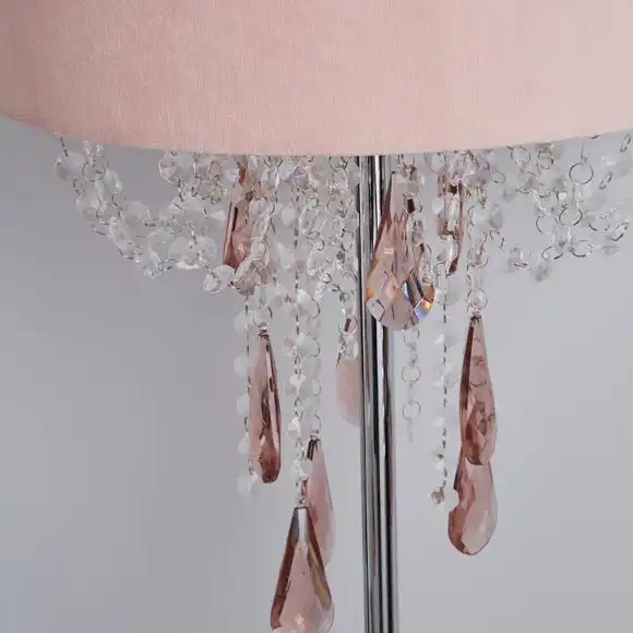 Dunelm Halle French Velvet Jewel Blush Pink Floor Lamp 3 Dunelm Halle French Velvet Jewel Blush Pink Floor Lamp - Image 3