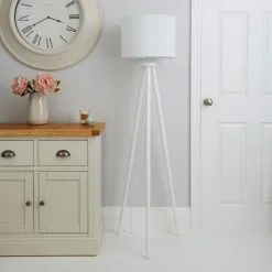 Dunelm Jandia Wooden Tripod White Floor Lamp -Dunelm Lights Sales 1000158529 alt01