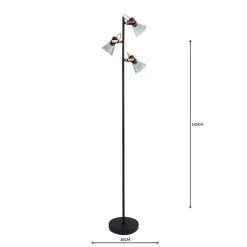 Dunelm Milas 3 Light Black Industrial Floor Lamp -Dunelm Lights Sales 1000158534 alt04