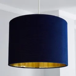 Dunelm Santos Drum Lamp Shade 36cm Navy -Dunelm Lights Sales 1000158595 alt01