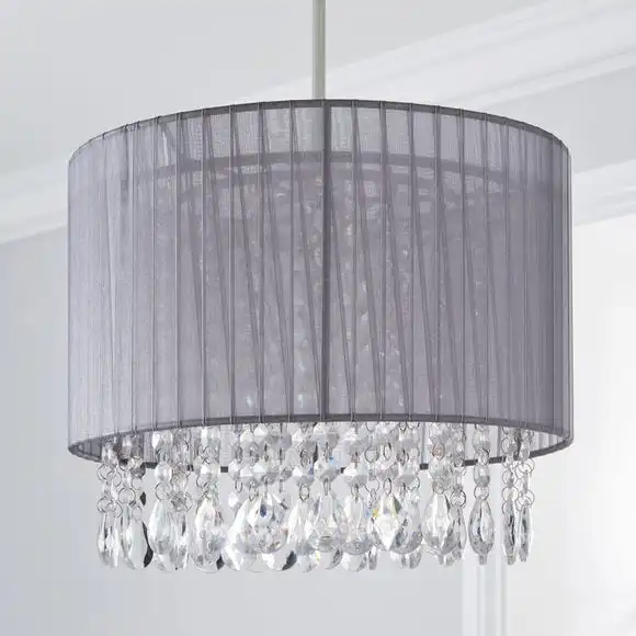 Dunelm Riah Jewel Shade Grey Easy Fit Pendant 2 Dunelm Riah Jewel Shade Grey Easy Fit Pendant - Image 2