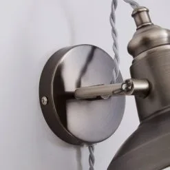 Dunelm Lucas Industrial Easy Fit Plug In Wall Light Pewter -Dunelm Lights Sales 1000158758 alt03