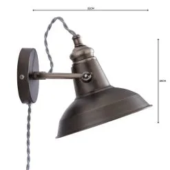 Dunelm Lucas Industrial Easy Fit Plug In Wall Light Pewter -Dunelm Lights Sales 1000158758 alt04