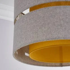 Dunelm Frea Lennox 45cm Ochre Drum Shade -Dunelm Lights Sales 1000169157 alt02