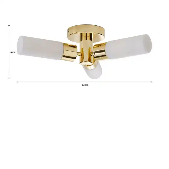 Dunelm Porto Bathroom 3 Light Ceiling Fitting Brass 6 Dunelm Porto Bathroom 3 Light Ceiling Fitting Brass - Image 6