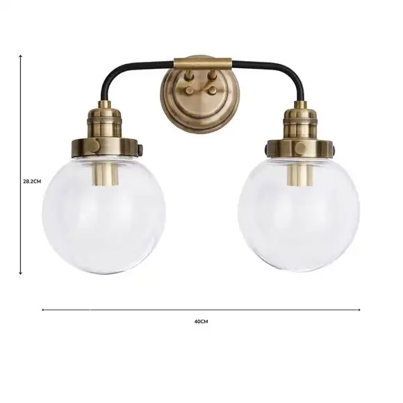 Dunelm Broden Bathroom 2 Light Wall Light Antique Brass 6 Dunelm Broden Bathroom 2 Light Wall Light Antique Brass - Image 6