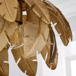 Dunelm Farrah Palm Leaf Ceiling Fitting Gold -Dunelm Lights Sales 1000182784 alt02