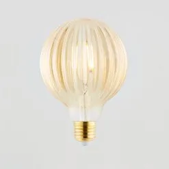 Status Bardot Ribbed Pumpkin Amber Glass Bulb -Dunelm Lights Sales 1000183066 alt04