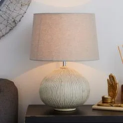 Dunelm Dahlia Scratched Resin Grey Table Lamp