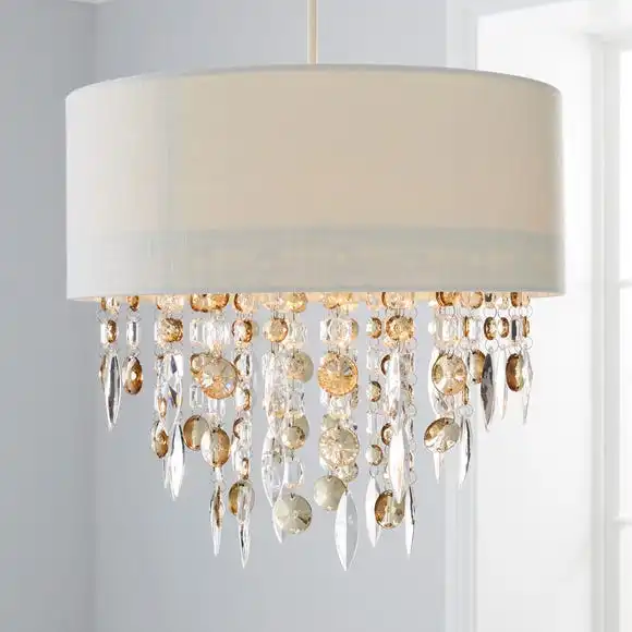 Dunelm Mila Ivory Jewel Shade Easy Fit Pendant 1 Dunelm Mila Ivory Jewel Shade Easy Fit Pendant