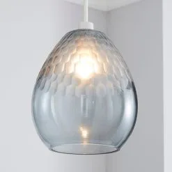 Dunelm Jasmine Grey Glass Easy Fit Pendant