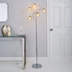 Dunelm Seychelles 5 Light Champagne Glass Floor Lamp