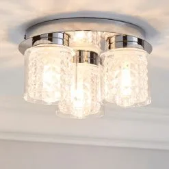 Dunelm Hylton 3 Light Glass Bathroom Flush Ceiling Fitting