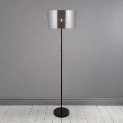 Dunelm Volos Shiny Black Floor Lamp