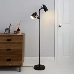 Dunelm Healy 2 Light Black Floor Lamp
