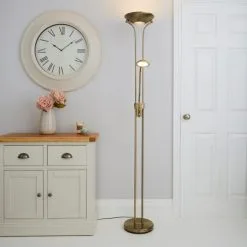 Dunelm Father And Child 2 Arm Antique Brass Floor Lamp