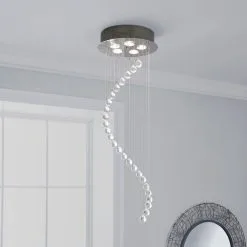 Dunelm Marconia 5 Light Glass Droplet Cluster Flush Ceiling Fitting
