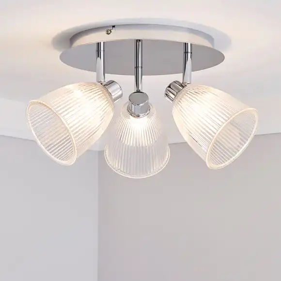 Dunelm Bremont 3 Light Ribbed Glass Bathroom Spotlight 1 Dunelm Bremont 3 Light Ribbed Glass Bathroom Spotlight