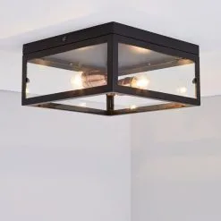 Dunelm Aneska 2 Light Black And Copper Flush Ceiling Fitting
