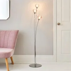 Dunelm Kelly 3 Arm Bubble Glass Floor Lamp