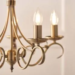 Vogue Lighting Vogue Bernice 5 Light Candelabra Ceiling Fitting Antique Brass -Dunelm Lights Sales 30671118 alt05